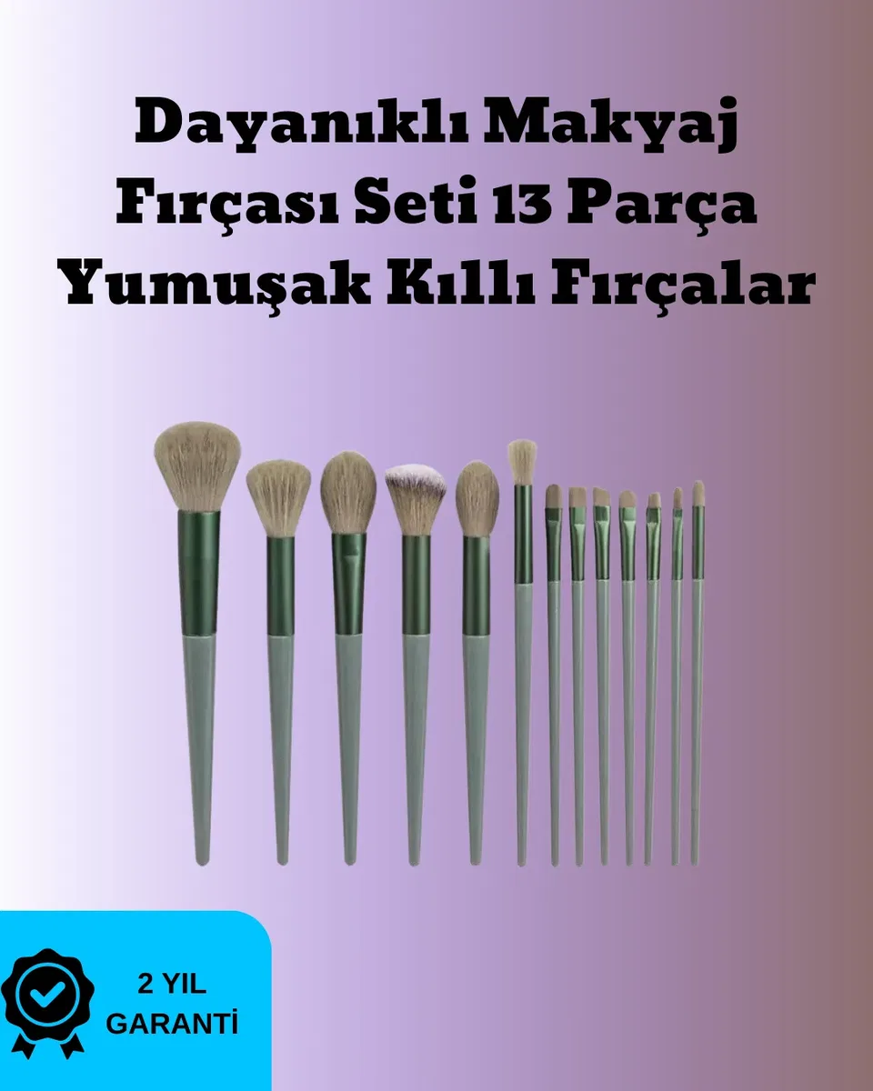 Toz ve Krem Ürünler İçin Güçlü Tutucu Yumuşak Kıllı Makyaj Fırça Takımı 13 Parça