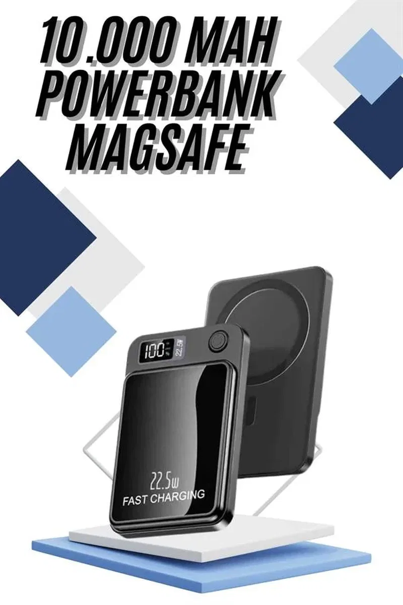 Magsafe Powerbank 10. 000 mAh 22. 5 Watt Hızlı Şarj Göstergeli Kablosuz Taşınabilir Şarj görsel 2