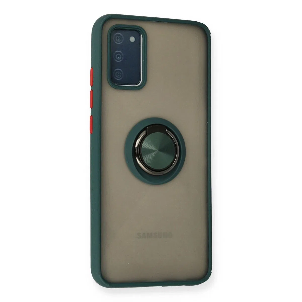 Samsung Galaxy A02s Kılıf Montreal Yüzüklü Silikon Kapak - Yeşil görsel 2