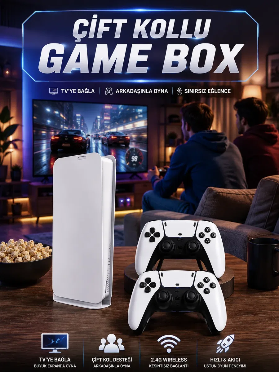 3D Çift Oyun Kollu 4K HD Ekran Nostaljik 20. 000 Oyunlu Beyaz Game Box