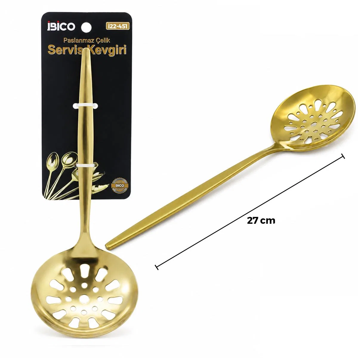 Metal Altın Servis Kevgir 27 cm görsel 2