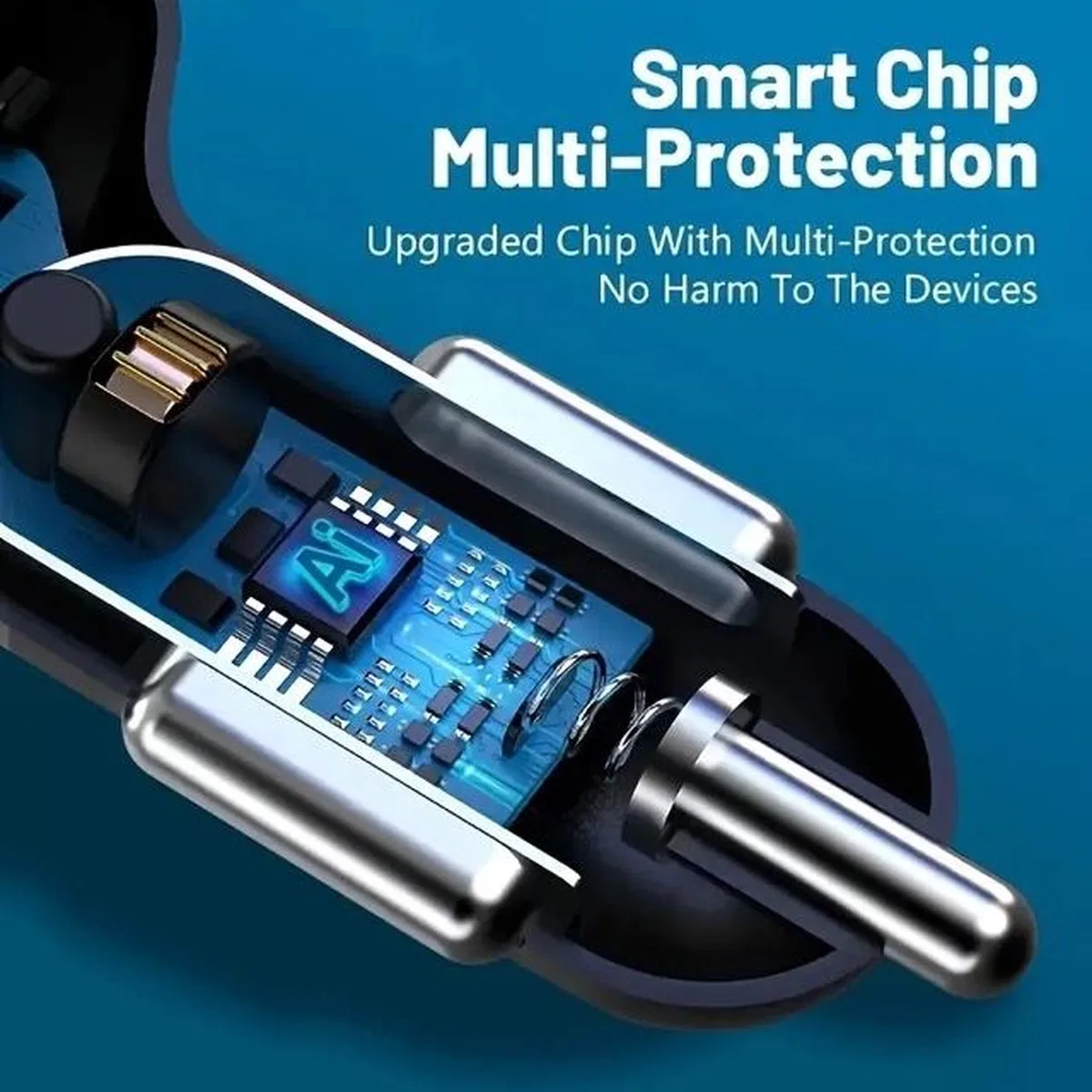 6 Portlu Hızlı Araç Şarj Cihazı – 4 Usb + 2 Type-c Çıkışlı Dijital Göstergeli Oto Şarjı görsel 4