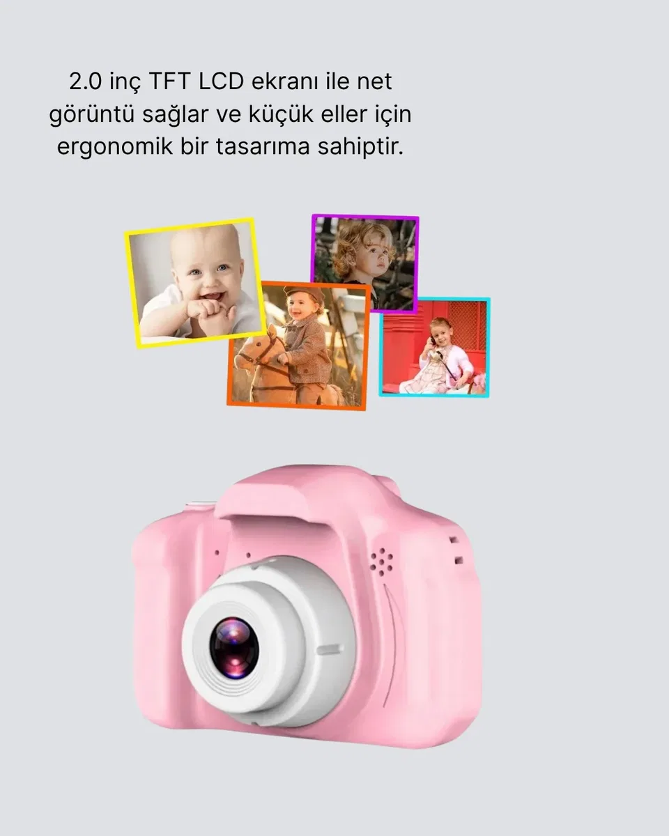 Çocuklar İçin Mini Fotoğraf Makinesi 8MP 1080P Video ve Darbeye Dayanıklı görsel 3