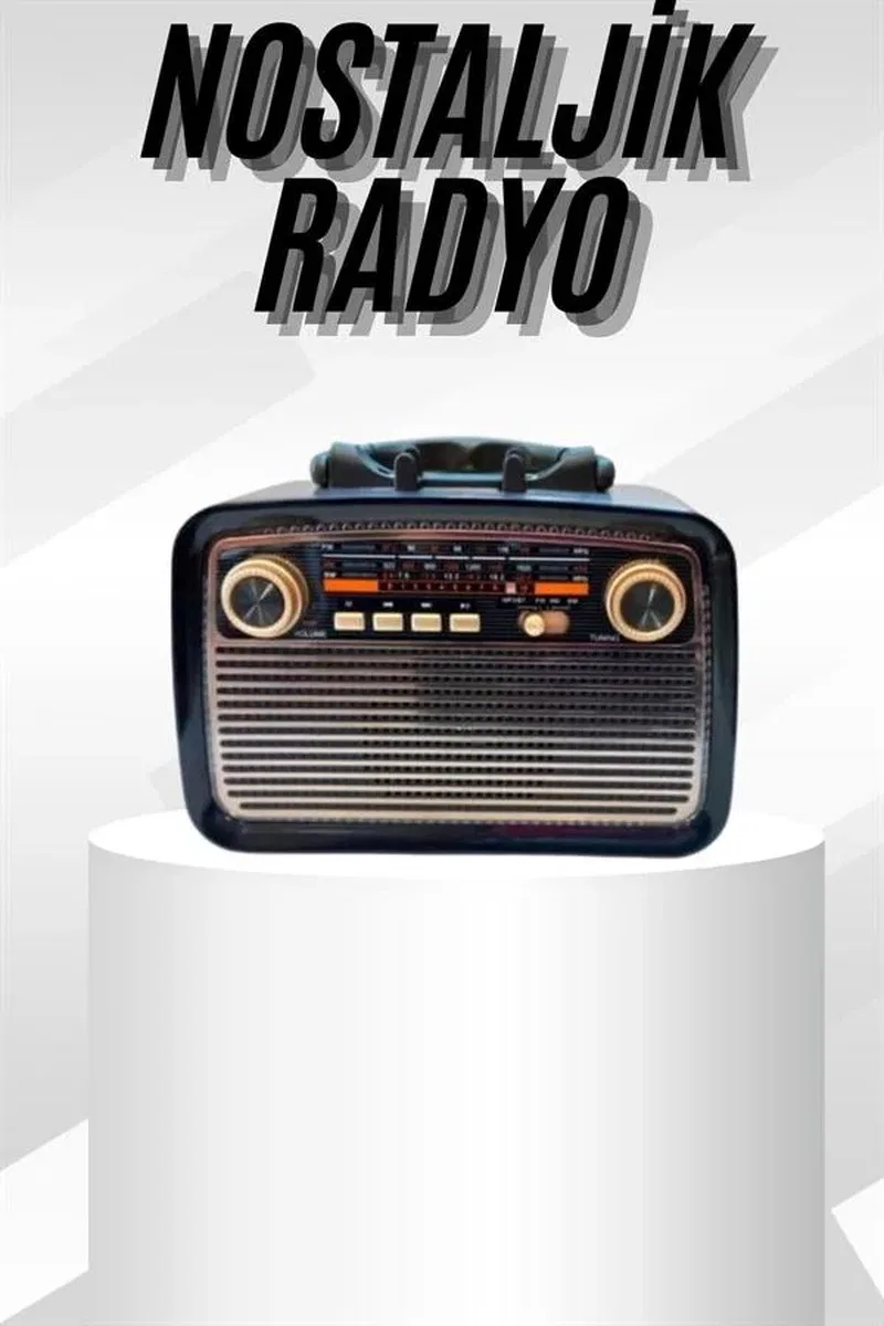 Müzik Kutusu Bluetooth Bağlantılı El Fenerli Nostaljik Tasarım Radyo görsel 2