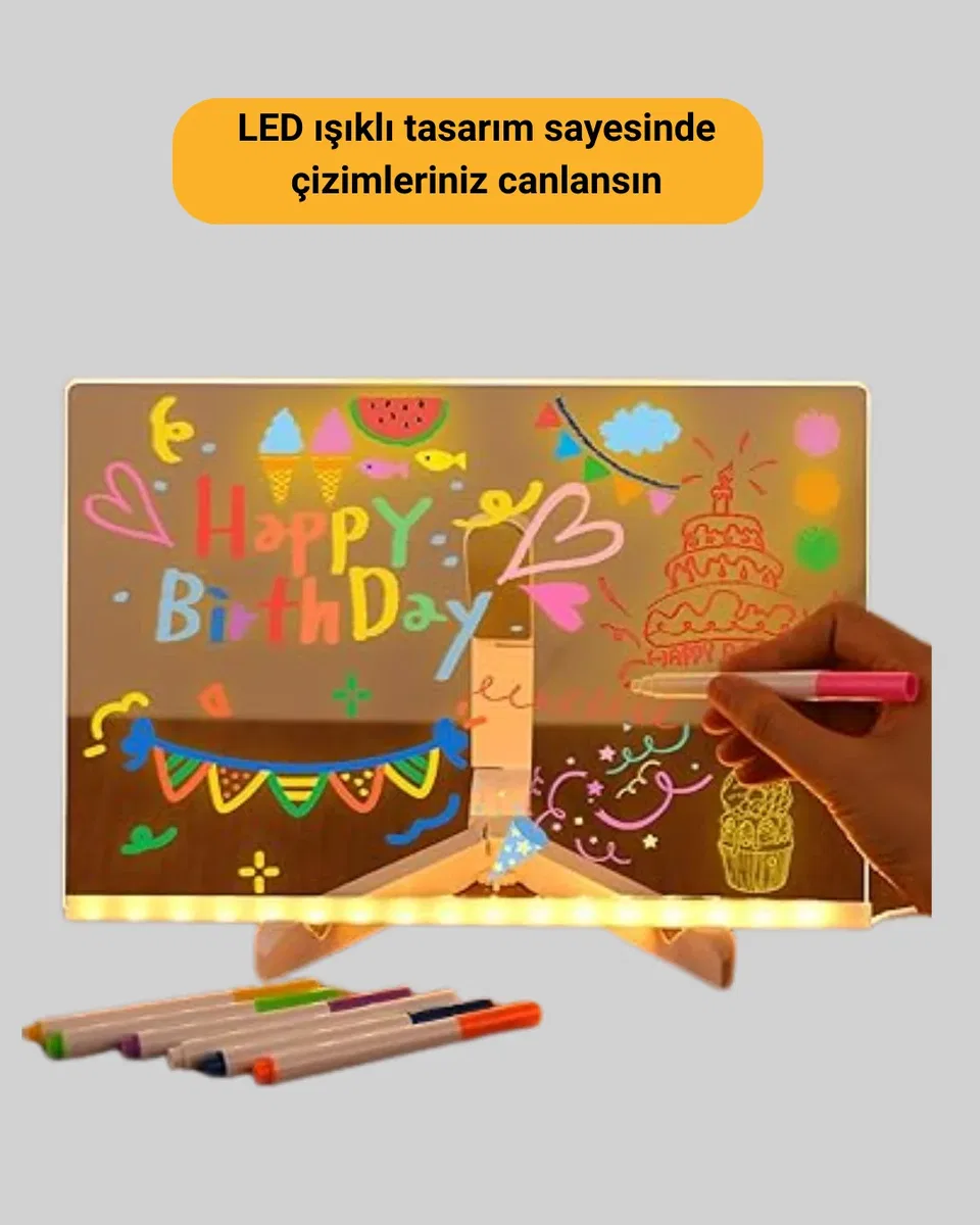 Çocuklar ve Yetişkinler İçin USB LED Işıklı Çizim Panosu görsel 3