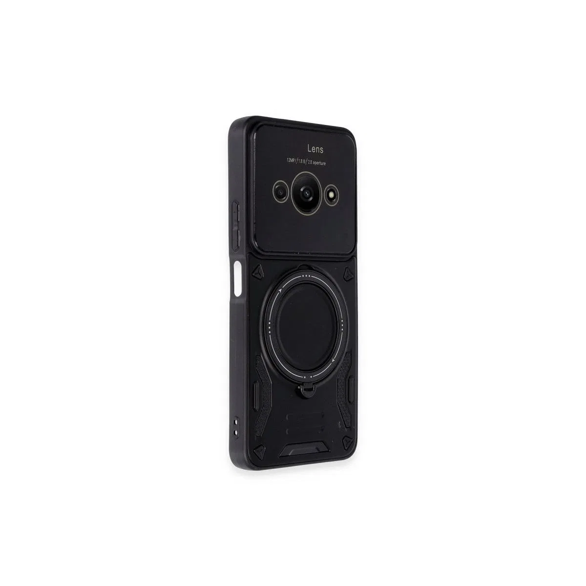 Xiaomi Poco C61 Kılıf Joy Lens Standlı Kapak - Siyah görsel 2