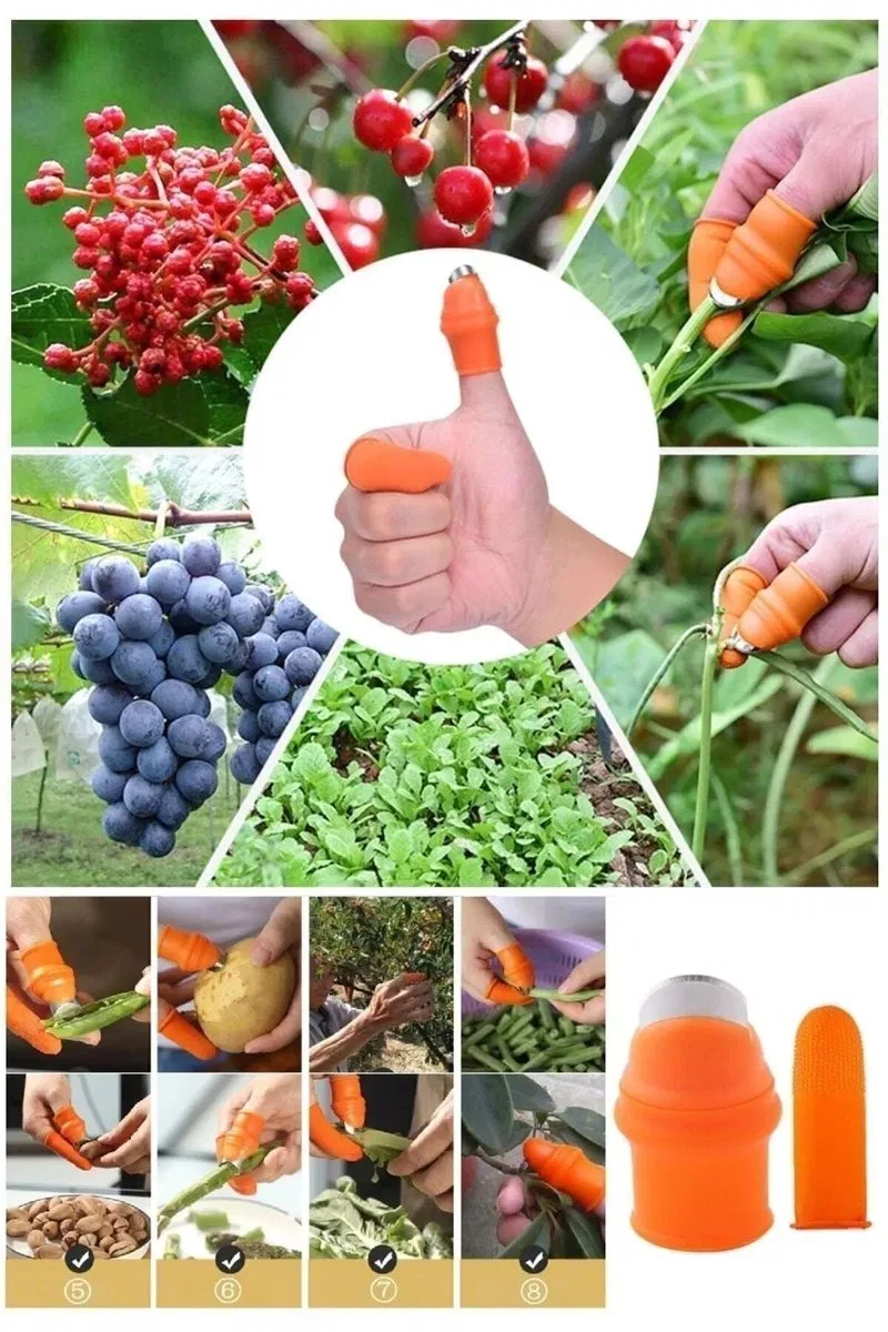 Pratik Baş Parmak Koruyucu Eldiven Sebze Meyve Soyucu Kesme Ayıklayıcı Silikon Aparat görsel 8