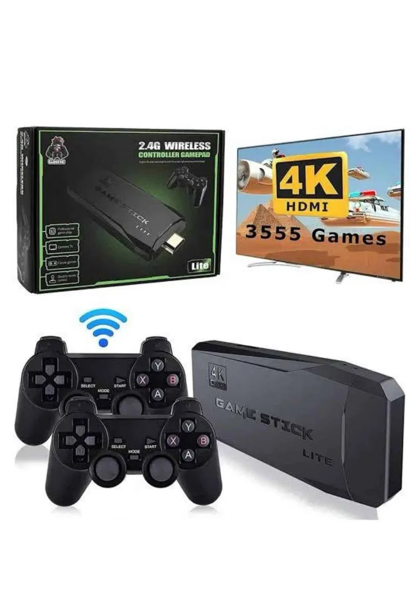 Retro Oyunlar 4k Game Stick 2. 4g Kablosuz Çift Kol 3500 Oyun Atari görsel 4