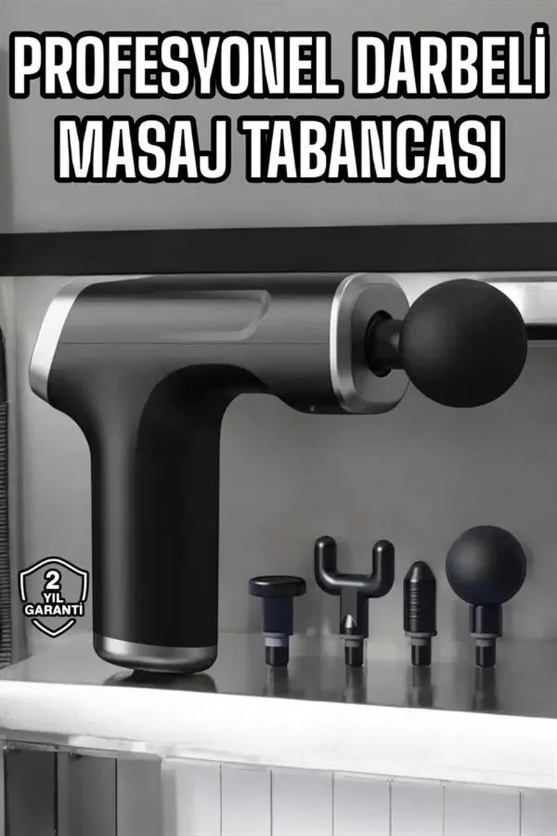 Masaj Tabancası 4 Başlıklı Kas ve Vücut Ağrıları İçin Şarjlı Darbeli görsel 2