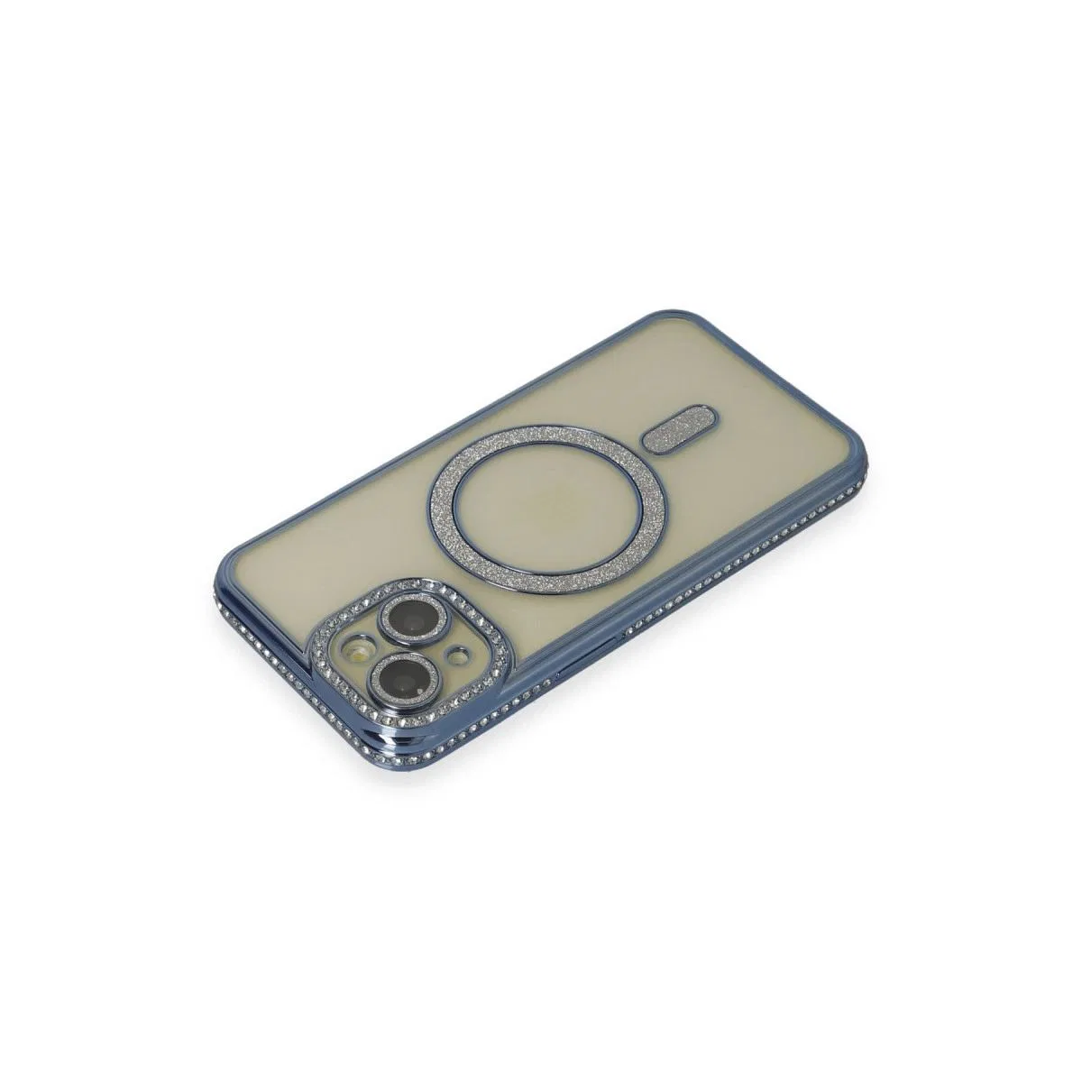 Apple İphone 15 Kılıf Joke Simli Magneticsafe Kılıf - Lacivert görsel 2
