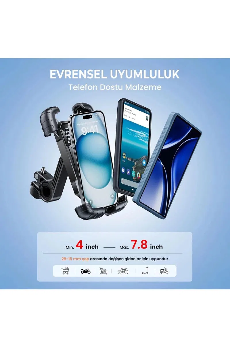 Gidon Bağlantılı Bisiklet Motosiklet İçin Esnek Abs 4-7. 8″ İnç Telefon Tutucu 360° Dönebilen Tasarım görsel 6