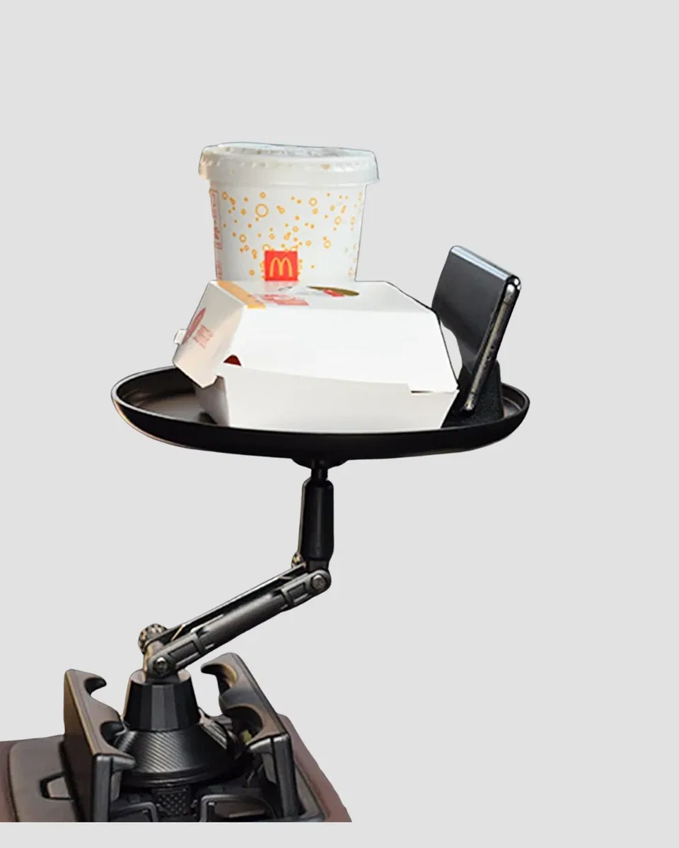 360° Döner Araç Bardaklık Tepsisi Geniş Yemek Alanlı Telefon Standlı görsel 3