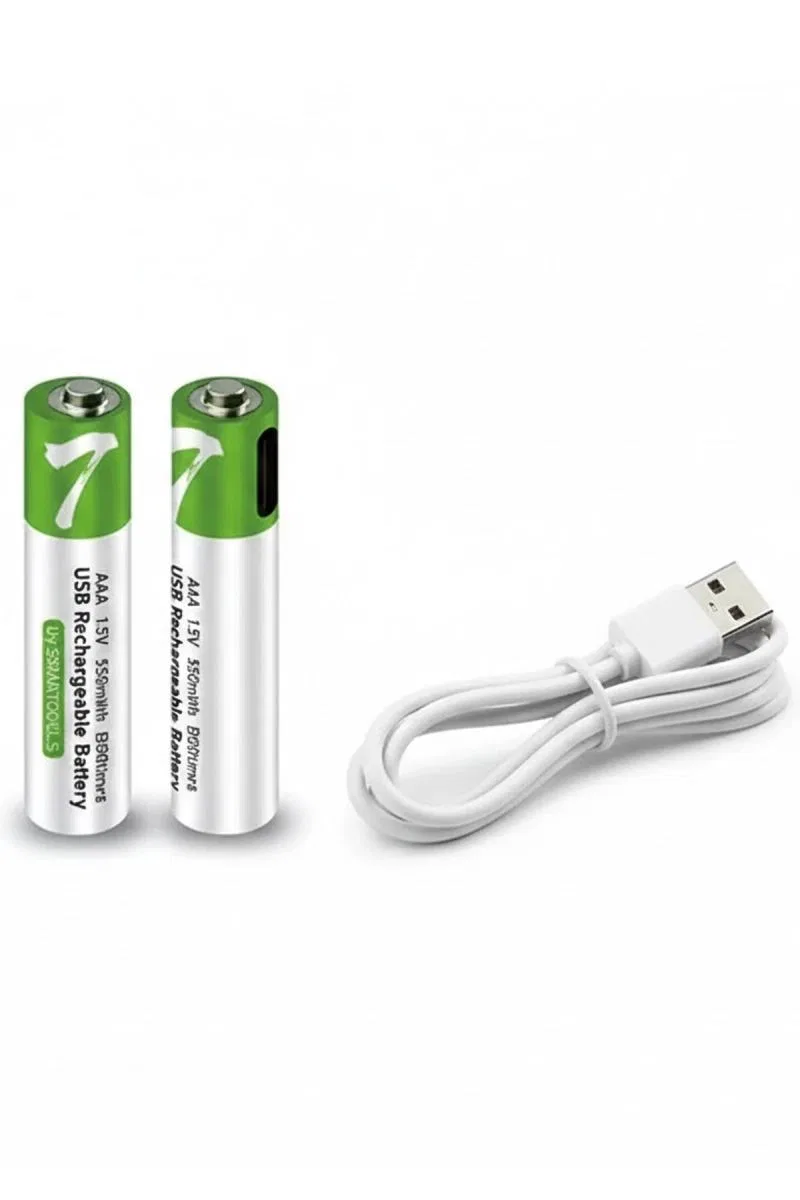 Type-c Şarjlı 800mwh 1. 5v Şarj Edilebilir 2’li Aaa İnce Pil - Lityum Iyon Batarya görsel 3