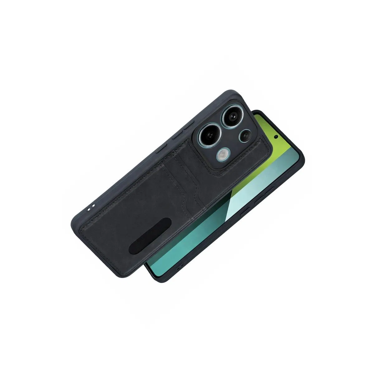 Xiaomi Redmi 15c 4g Sara Kartvizitli Deri Kılıf - Siyah görsel 2