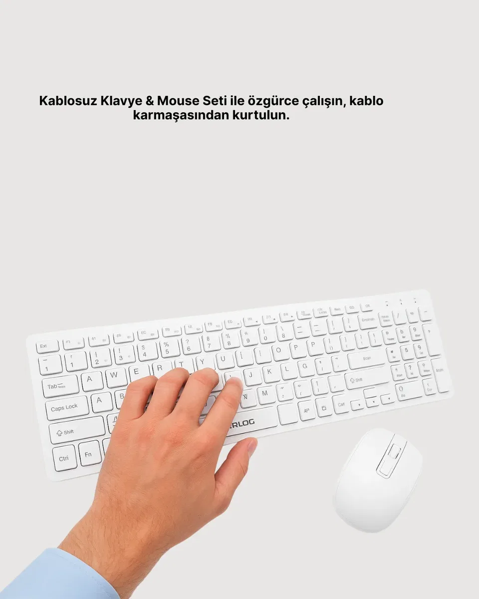 Kablosuz Klavye ve Mouse Seti - Ergonomik Tasarım, Sessiz Kullanım, Geniş Uyumluluk görsel 3