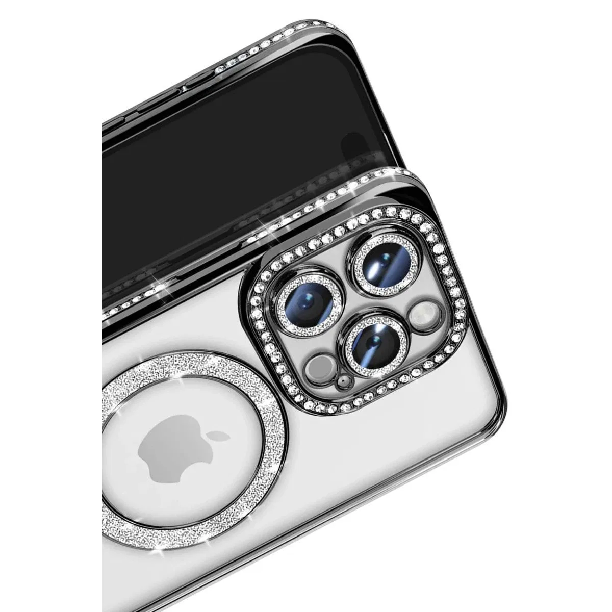 Apple İphone 16 Pro Max Kılıf Joke Simli Magneticsafe Kılıf - Siyah görsel 3