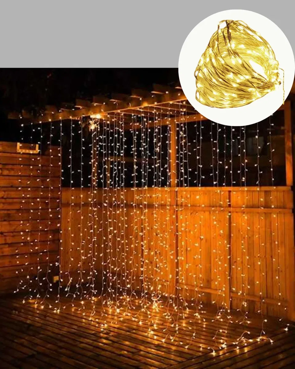 3x3 Perde LED Işık Şelale Model Özel Gün Dekoratif Aydınlatma görsel 3