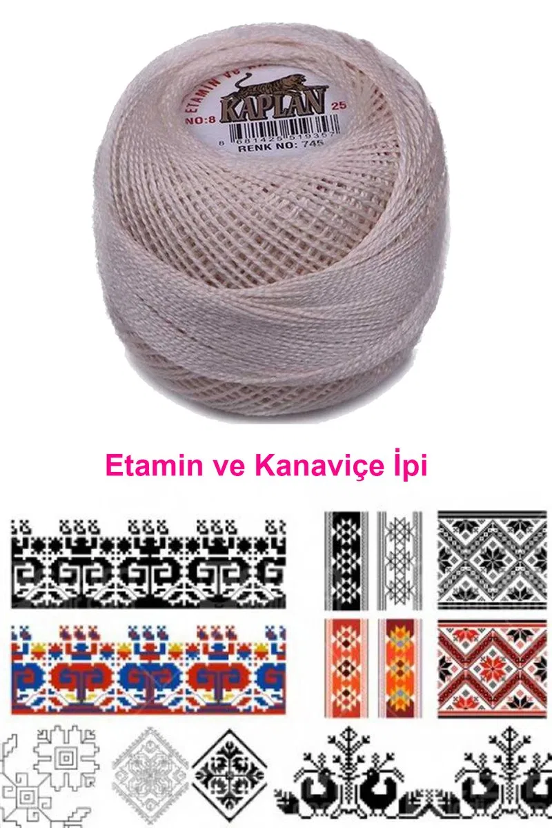Kaplan Etamin Ve Kanaviçe İpi 8 No Kod/Renk: 745 - mudanis görsel 2