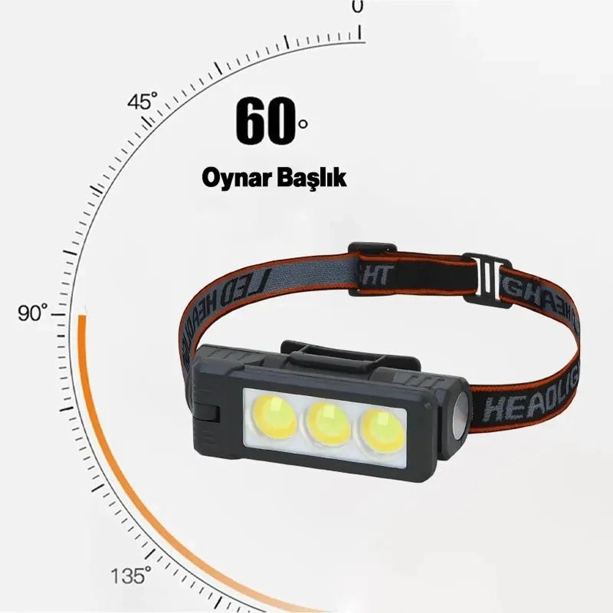 Gold Silver Gs-225 3 Led Usb Şarjlı Çok Fonksiyonlu Kafa Feneri görsel 4