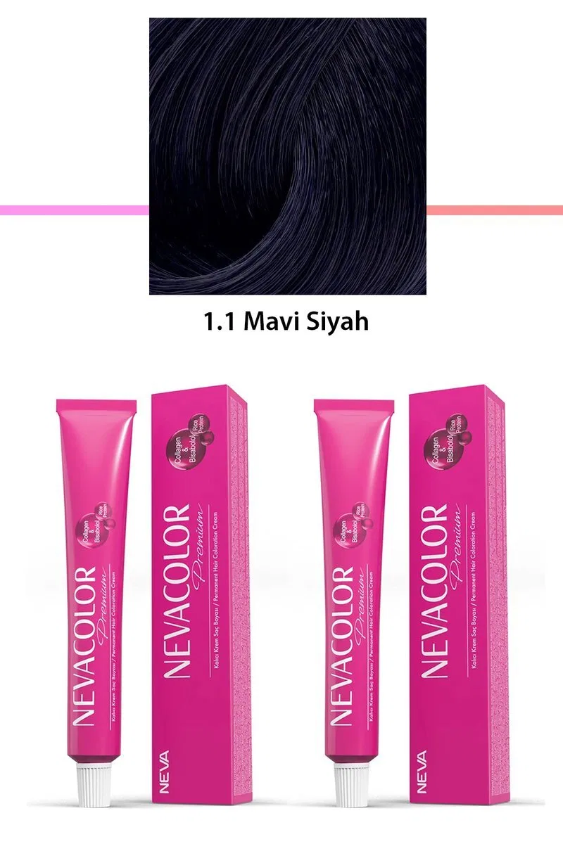 2 li Set Premium 1. 1 Mavi Siyah - Kalıcı Krem Saç Boyası 2 X 50 g Tüp