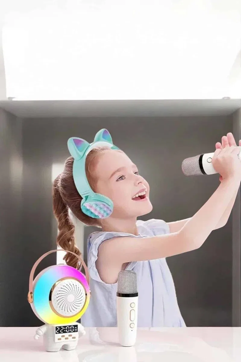 Çocuklara Özel Kablosuz Bluetooth Bağlantılı Karaoke Mikrofon görsel 4