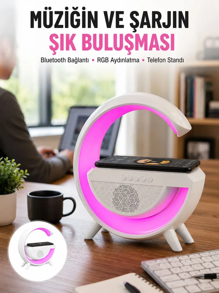 Yeni Nesil Bluetooth Hoparlör Speaker 5. 0 Taşınabilir G Şeklinde Powerbankli Yeni Nesil