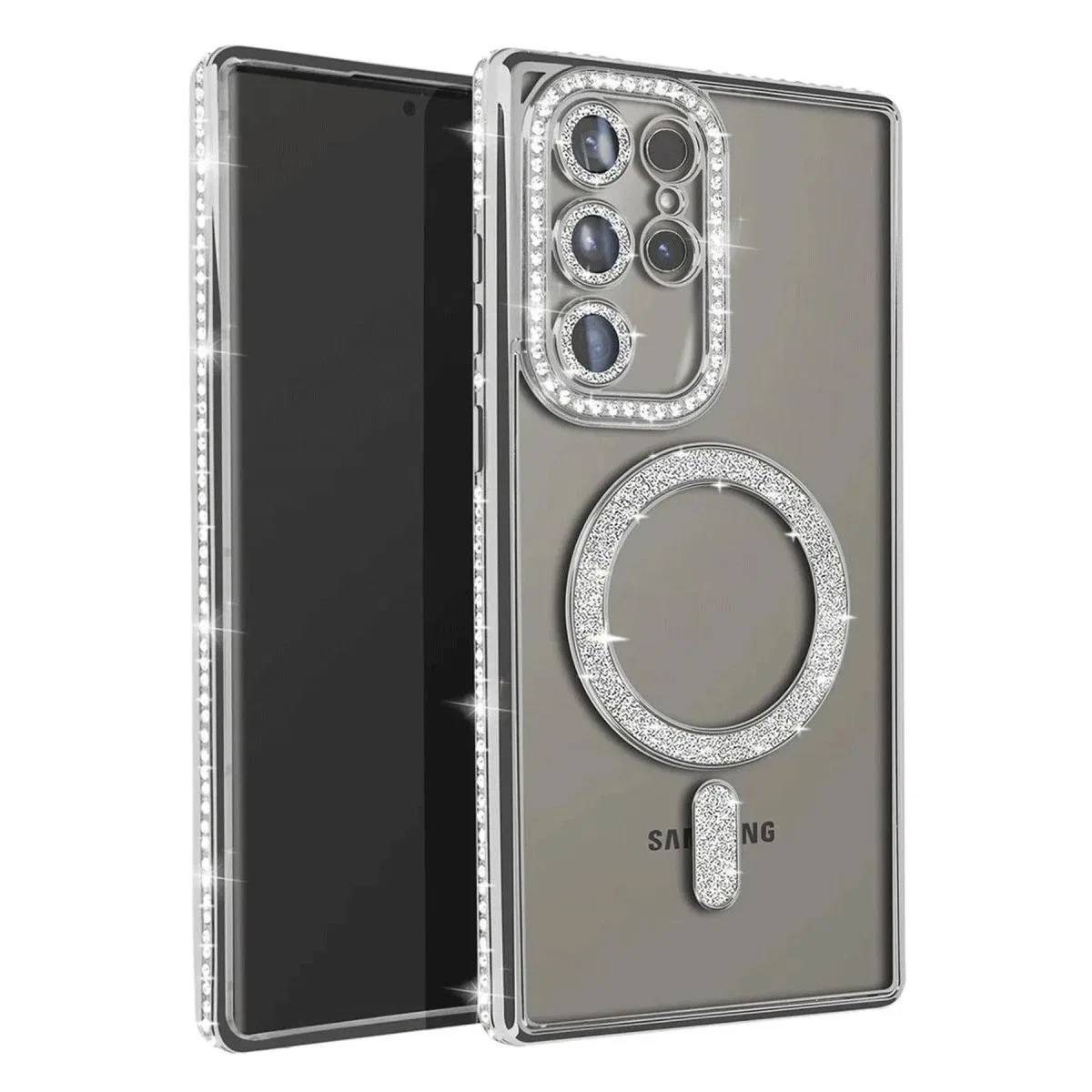 Samsung Galaxy S23 Ultra Joke Simli Magneticsafe Kılıf - Gümüş