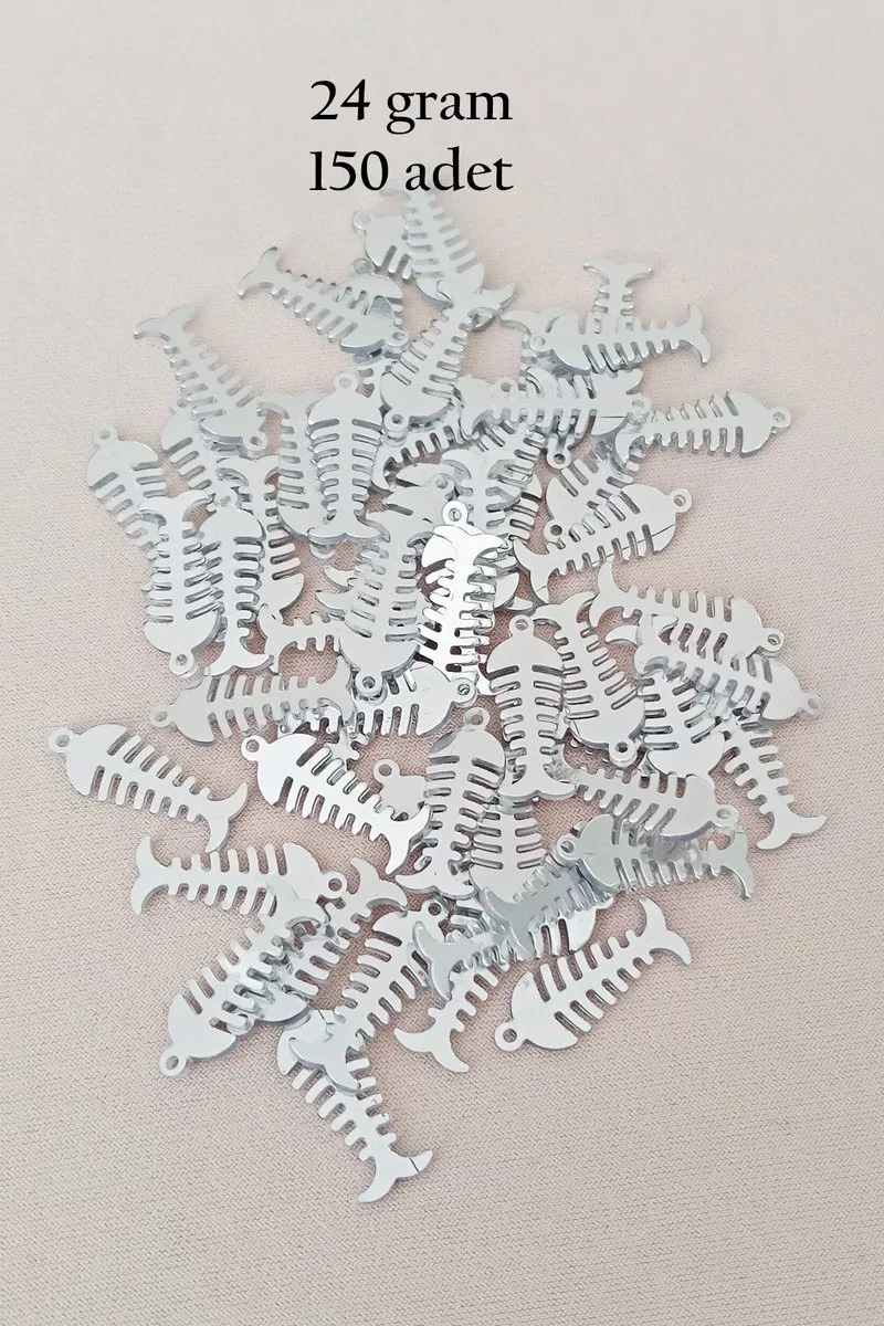 Oya Abiye Bileklik Kolye Pleksi Metalik Plastik Pul Gümüş Renk 24 gram 150 adet - BNC589
