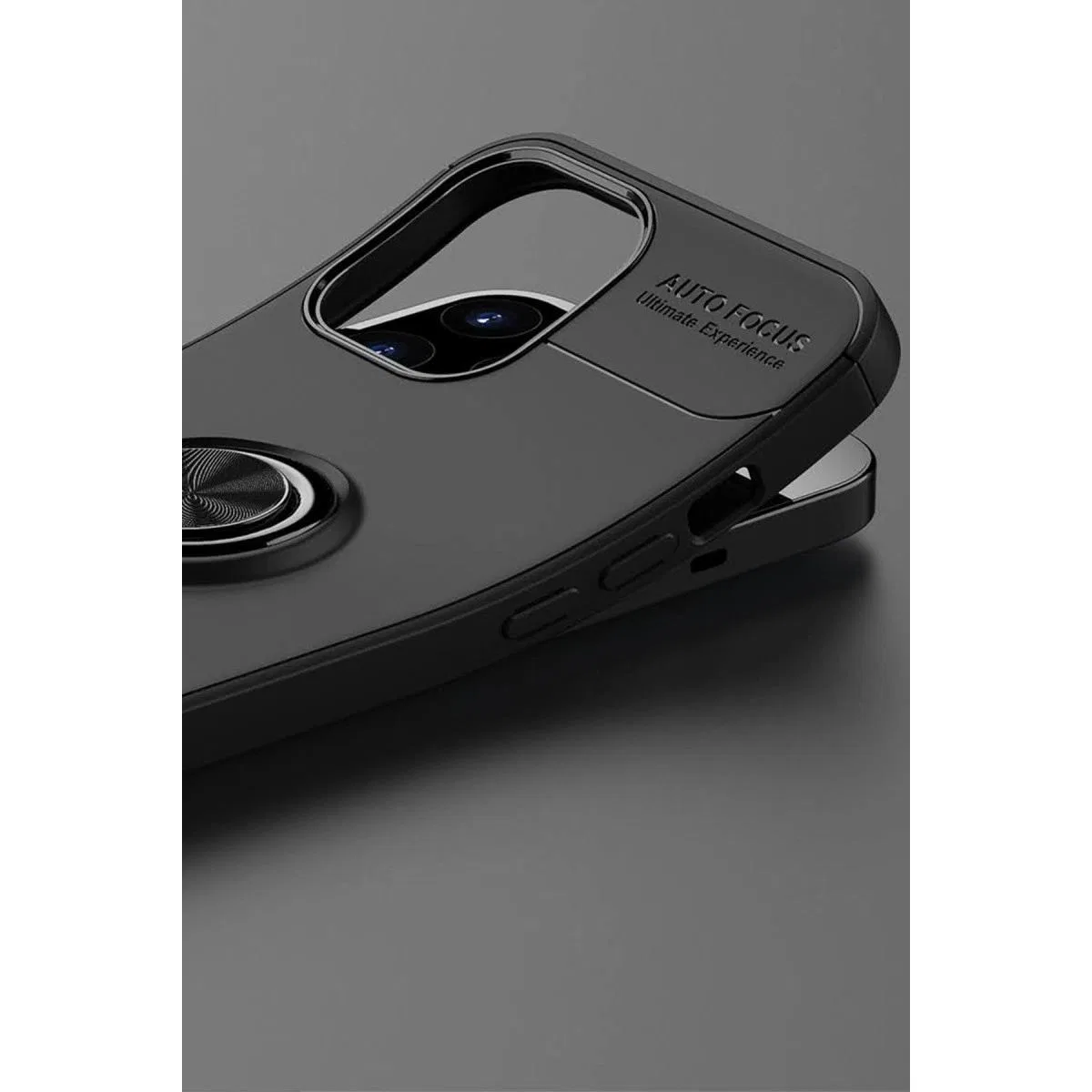 Apple İphone 12 Pro Max Kılıf Range Yüzüklü Silikon - Siyah-kırmızı görsel 5