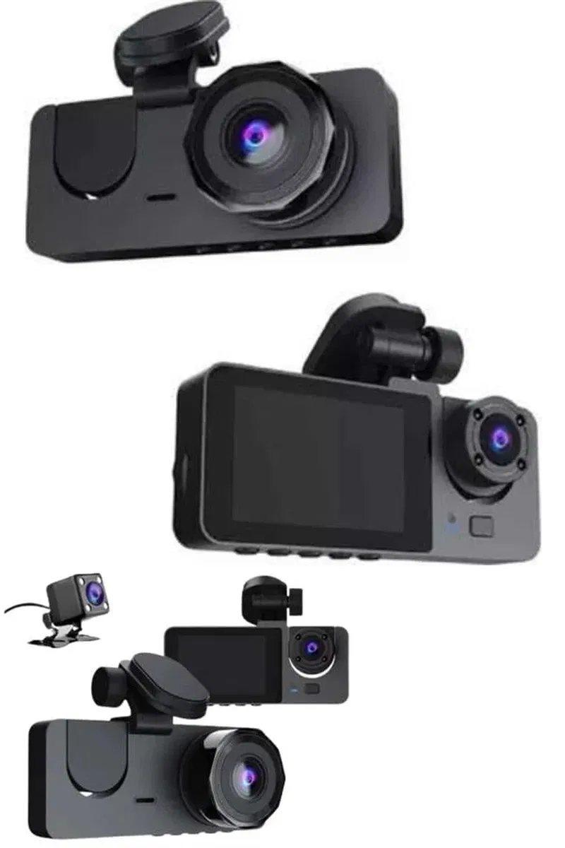 Yol Kayıt Araç Kamerası HD DVR 3 Kameralı 2. 0in Ekranlı Ön İç Arka görsel 4