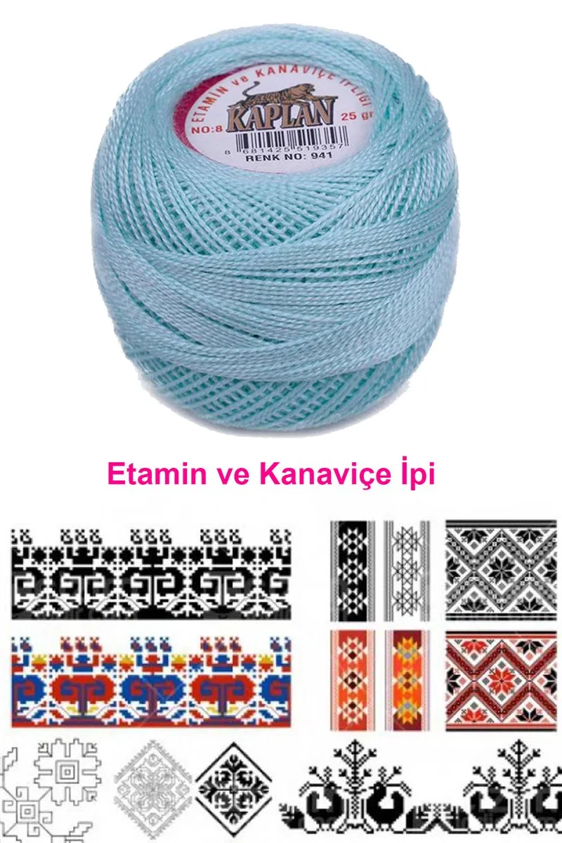 Kaplan Etamin Ve Kanaviçe İpi 8 No Kod/Renk: 941 - Royaleks görsel 2