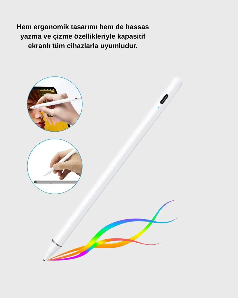 Type-C Şarjlı Dokunmatik Kalem – iPad, iPhone ve Android Uyumlu, Sessiz Çalışan görsel 5