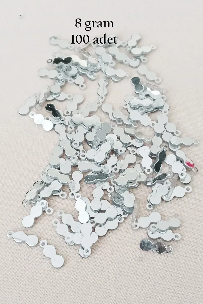 Oya Abiye Bileklik Kolye Pleksi Metalik Plastik Pul Gümüş Renk 8 gram 100 adet - BNC508