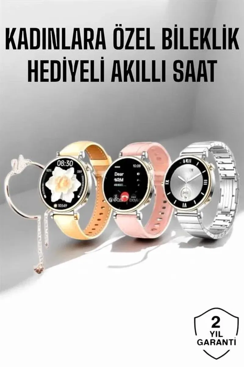 Kadınlara Özel Bileklik Hediyeli Amoled Ekran Akıllı Saat görsel 2