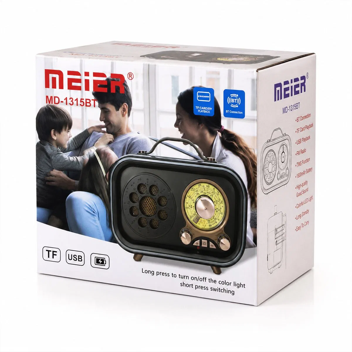Bluetooth FM Radyo Hoparlör — USB/TF MP3, USB Şarjlı Nostaljik İbreli görsel 4