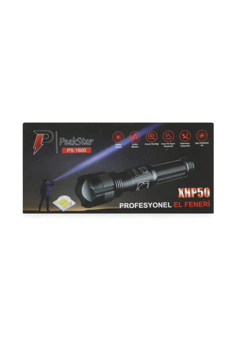 Ps-1600 Süper Parlak Led Zoomlu 5 Mod Su Geçirmez Profesyonel Kamp Bekçi Avcı Feneri görsel 2