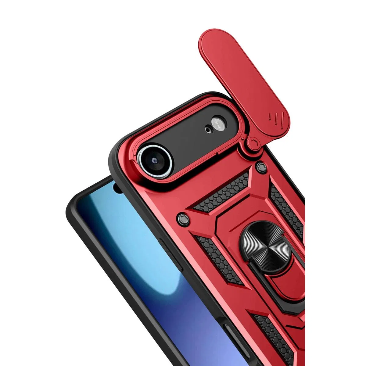 Apple İphone 17 Air Pars Lens Yüzüklü Silikon - Kırmızı görsel 3