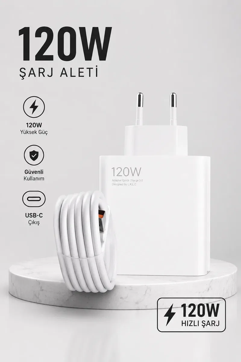 Turbo Hızlı Şarj Destekli 120W USB-C Şarj Seti