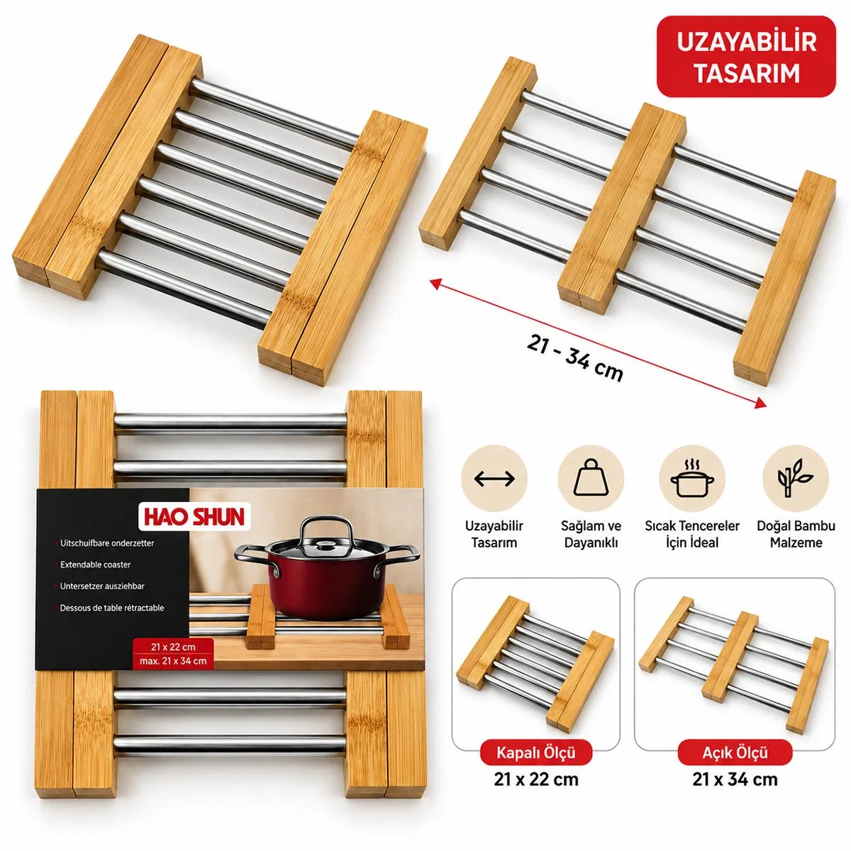 Ayarlanabilir Metal Nihale Bambu Ayaklı 21-34 cm görsel 2