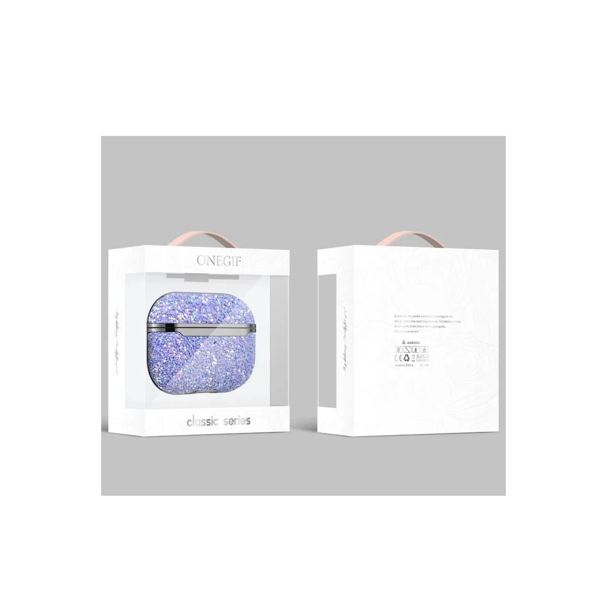 Onegif Apple Airpods Pro 2 (2. nesil) Bright Simli Airpods Kapak - Derin Mor görsel 3