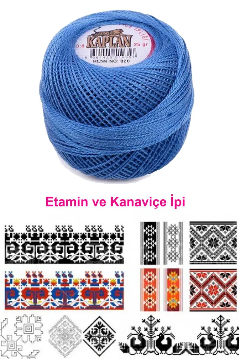 Kaplan Etamin Ve Kanaviçe İpi 8 No Kod/Renk: 820 - Royaleks görsel 2