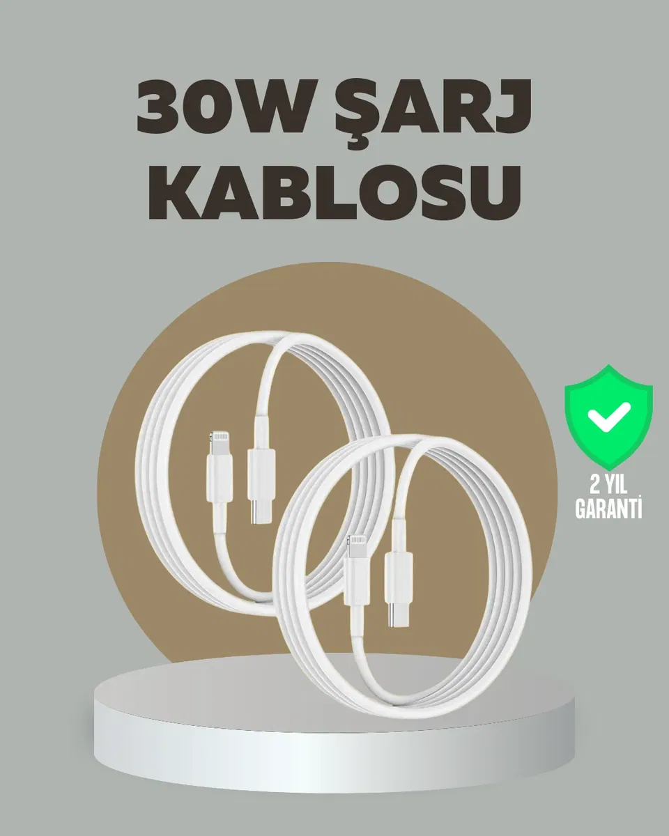 iPhone iPad Airpods Uyumlu 30W Type-C to Lightning Kablo