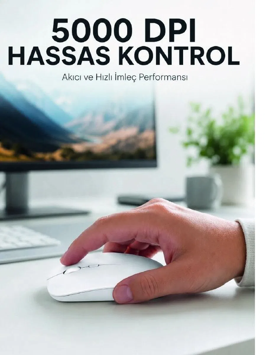 Kablosuz Bluetooth Mouse Sessiz Tıklama Ergonomik Wireless Fare