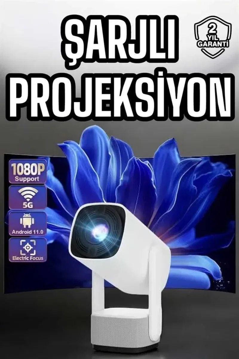 Şarjlı Projeksiyon Oyun Sinema Projektörü 4K HD Görüntü Kaliteli Yeni Nesil görsel 2