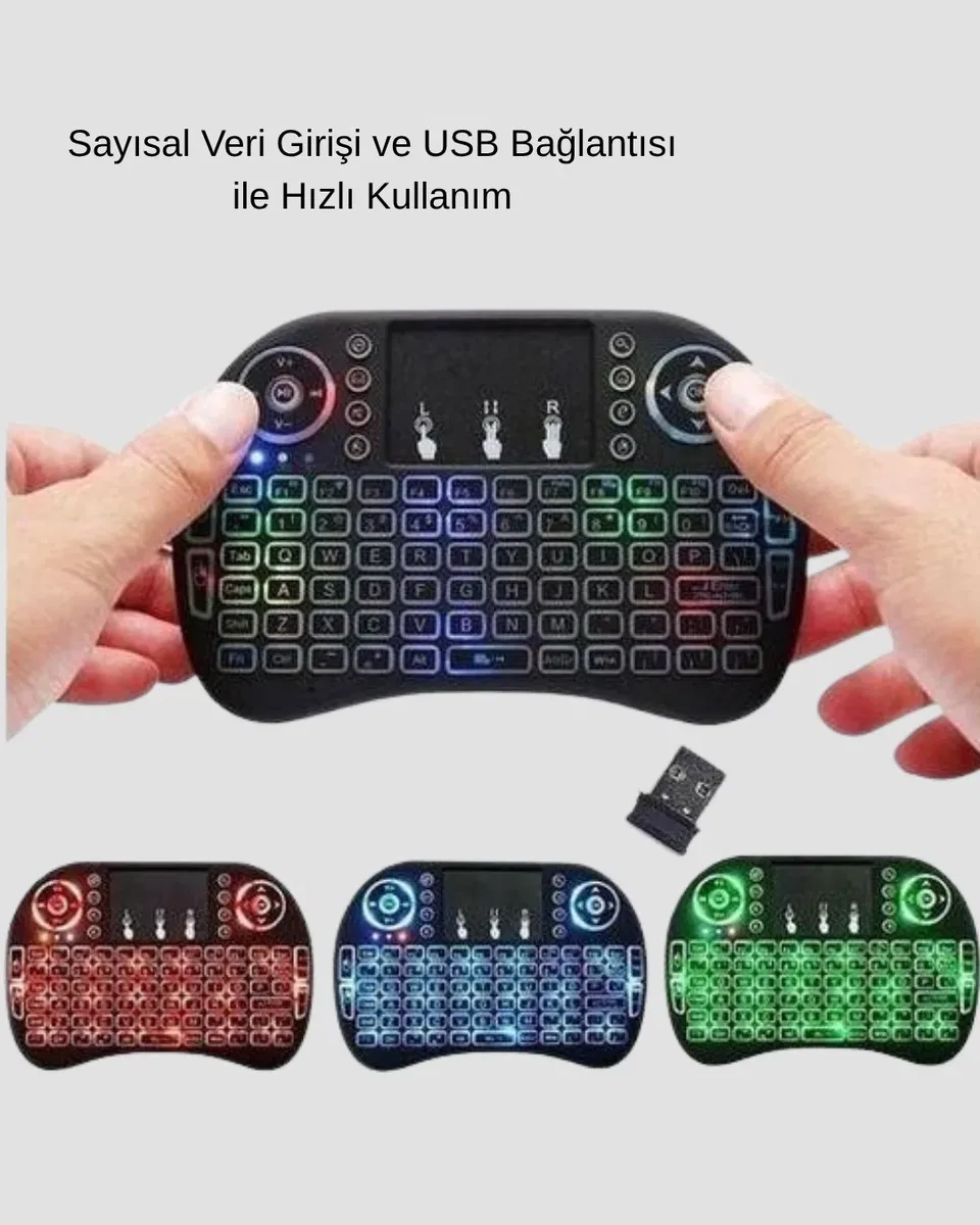 LED Işıklı Q Klavye – Touchpad, Numerik Tuş Takımı ve Multimedya Kısayolları görsel 4