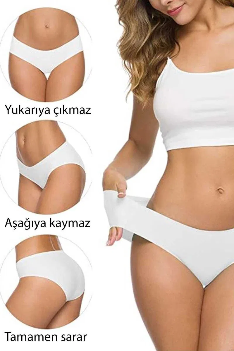 6 Adet Kadın Dikişsiz Lazer Kesim Esnek İz yapmayan Külot S6 görsel 5