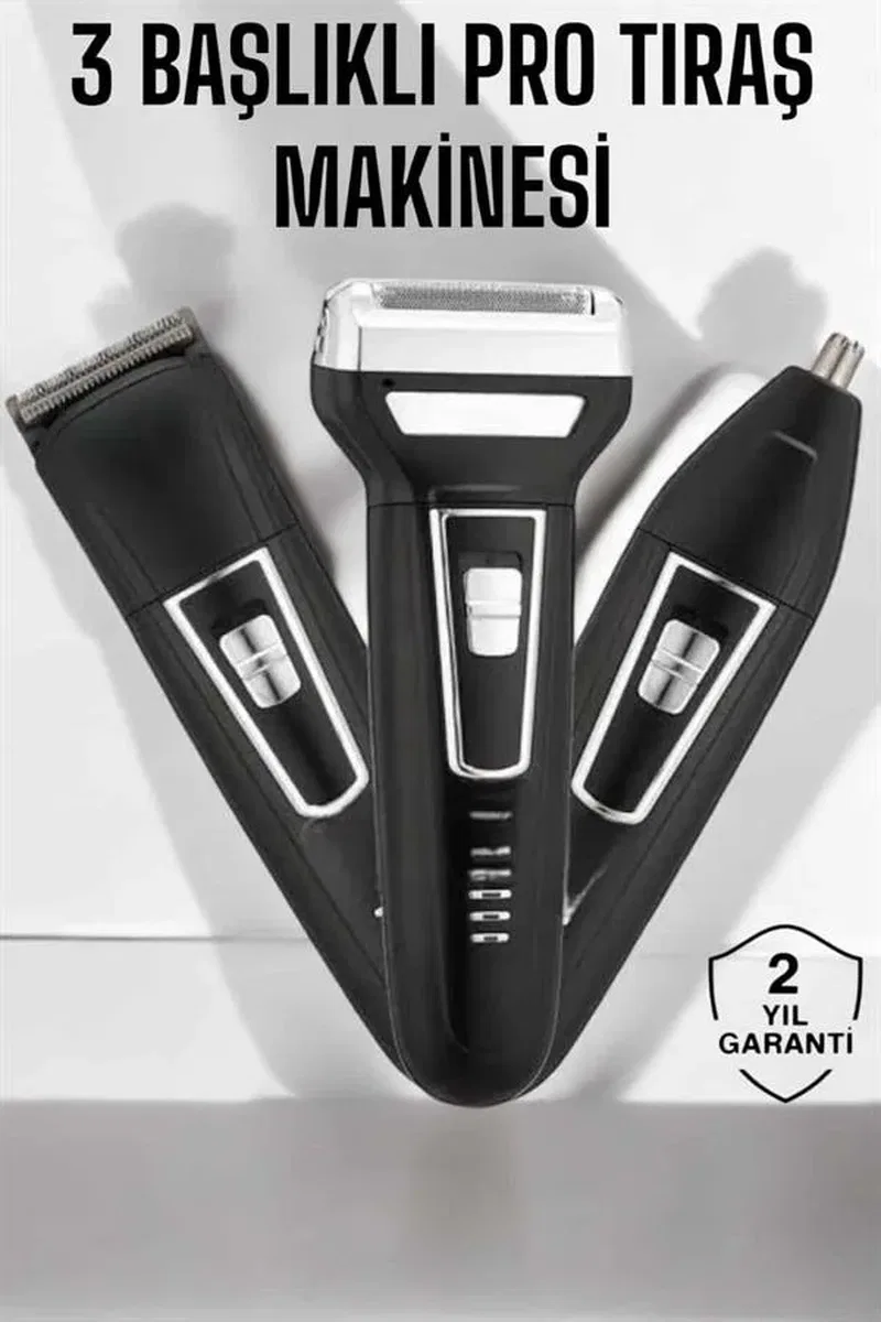 3 Başlıklı Profesyonel Tıraş Makinesi görsel 2