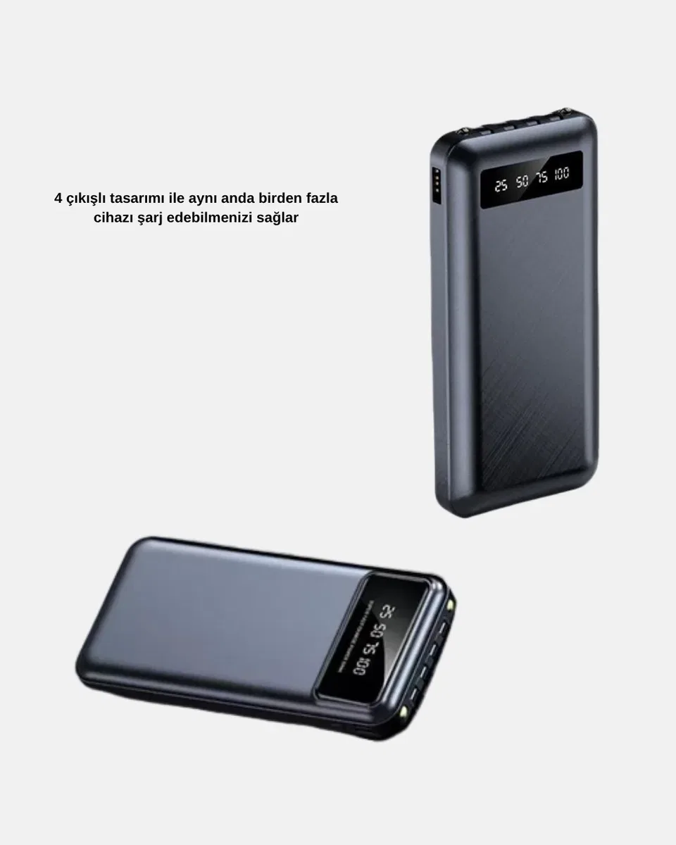 Powerbank 20000 mAh 4 Çıkışlı Hızlı Şarjlı ve LED Göstergeli görsel 5