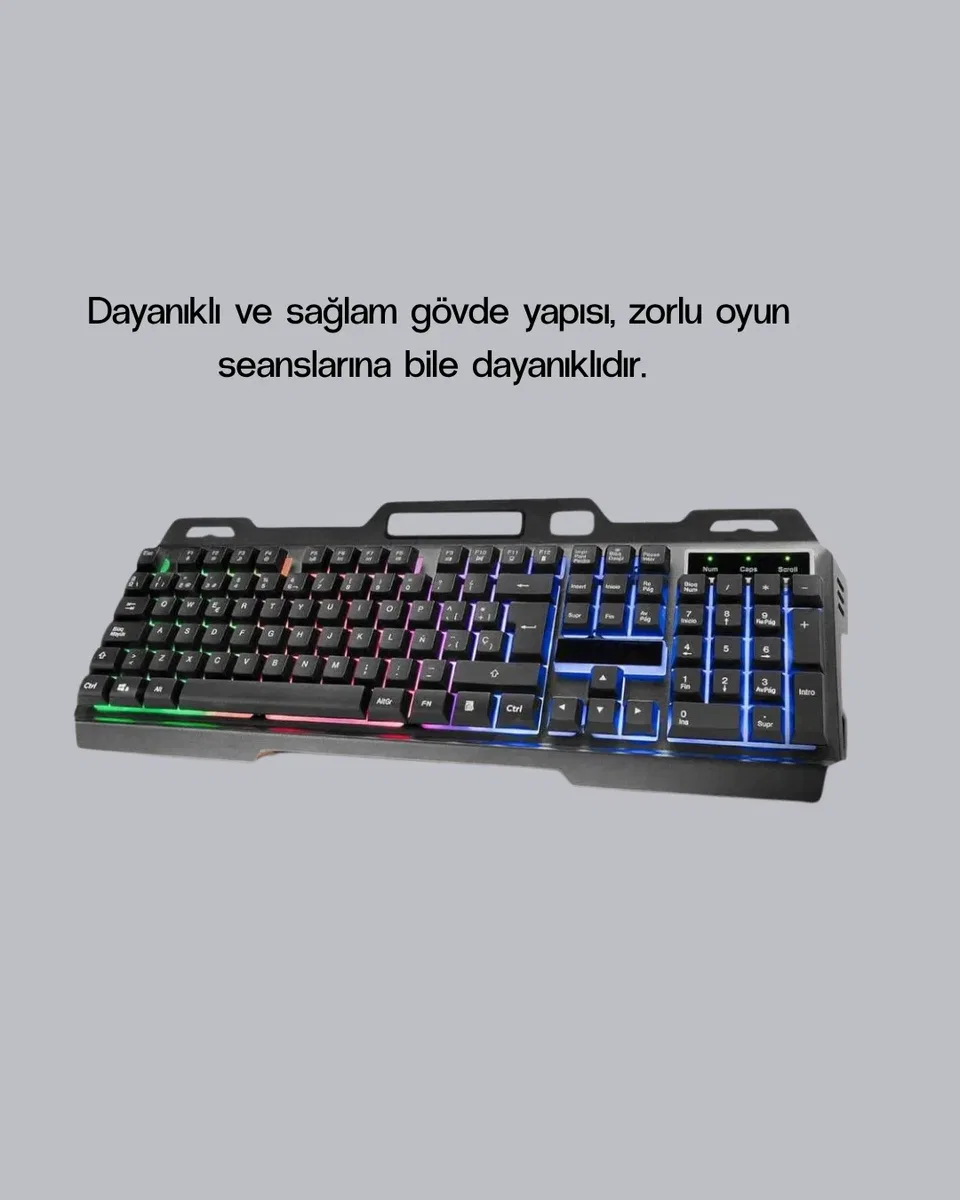 RGB Aydınlatmalı Klavye Mouse Seti – USB Bağlantılı, Türkçe Q, Ayarlanabilir DPI, Ergonomik Yapı görsel 4