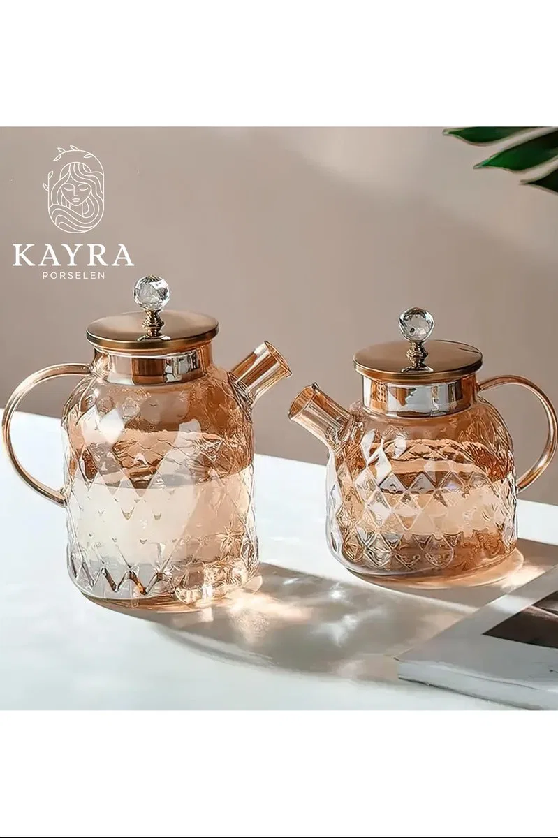 Kabartmalı Borosilikat Cam Demlik 1000ml Royaleks-CM-2006 görsel 3